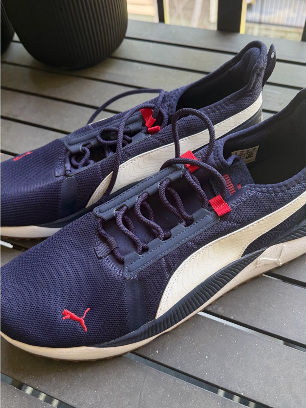 Puma Men's Navy White Sneakers with Red Accents